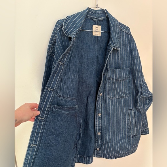 NWT Free People We The Free Madison City Pinstripe Denim Jacket Size Large - Picture 8 of 15